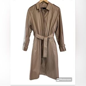 London Fog Plush Lined Neutral Trench Removable Sz 10